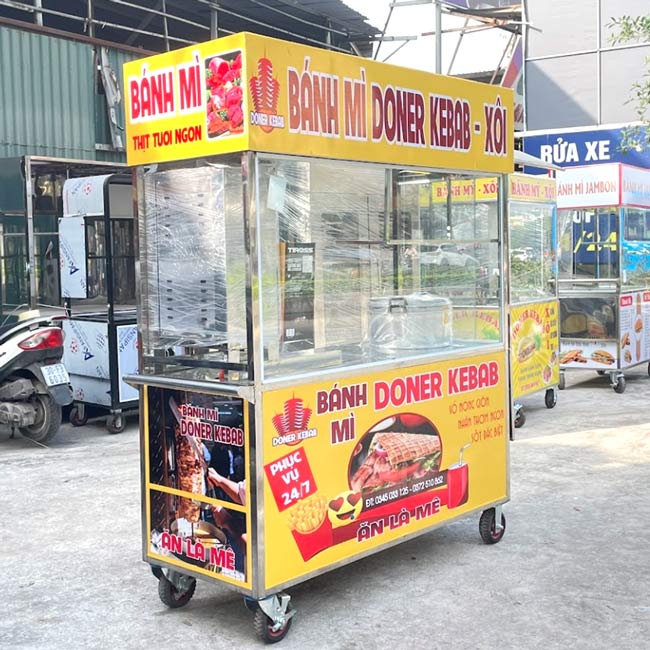 Xe bán bánh mì Doner Kebab – Xôi 1m6 màu vàng