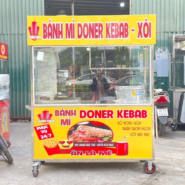 Xe bán bánh mì Doner Kebab – Xôi 1m6 màu vàng