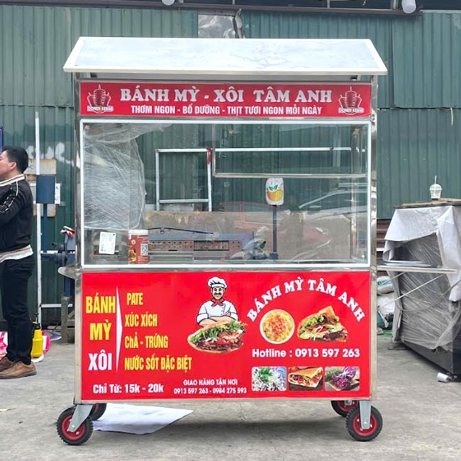 Xe bán bánh mì xôi Tâm Anh 1m6