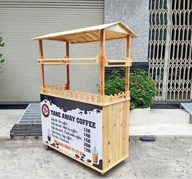 Xe bán cafe bằng gỗ