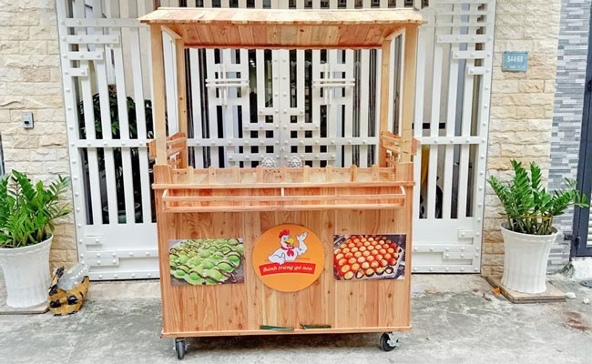 xe bán hàng bằng gỗ