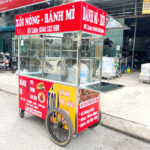 Xe bán xôi nóng bánh mì 1m6 mái bằng bánh bò