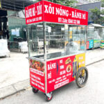 Xe bán xôi nóng bánh mì 1m6 mái bằng bánh bò