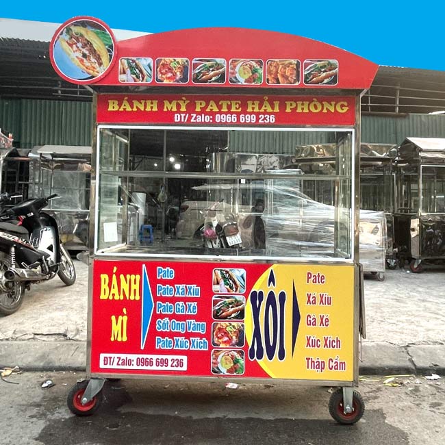Xe bánh mì Pate Hải Phòng 1m6 mái vòm