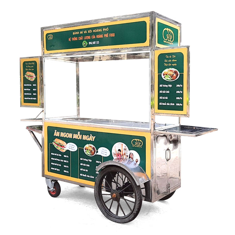 Xe bánh mì xôi Hoàng Phố 1m6 mái bằng