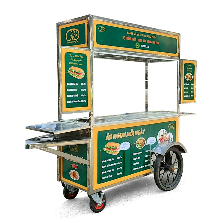 Xe bánh mì xôi Hoàng Phố 1m6 mái bằng