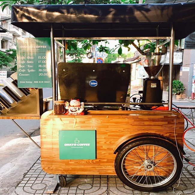 Xe cafe tích hợp máy xay cafe
