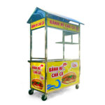 Xe đẩy bán bánh mì chả cá 1m2 mái chùa