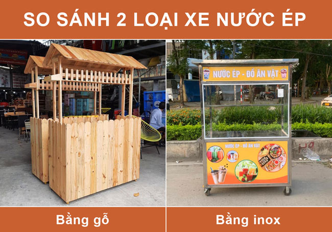 So sánh xe nước ép bằng gỗ và inox