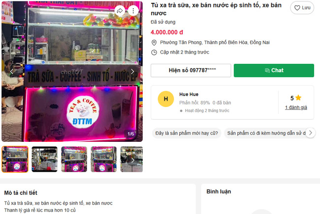 Mua xe bán nước ép thanh lý online