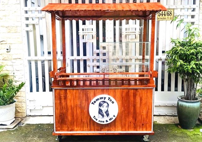 Xe trà sữa gỗ mái ngói