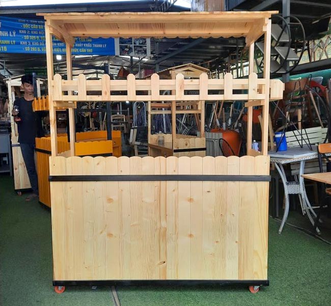 Xe trà sữa bằng gỗ đơn giản