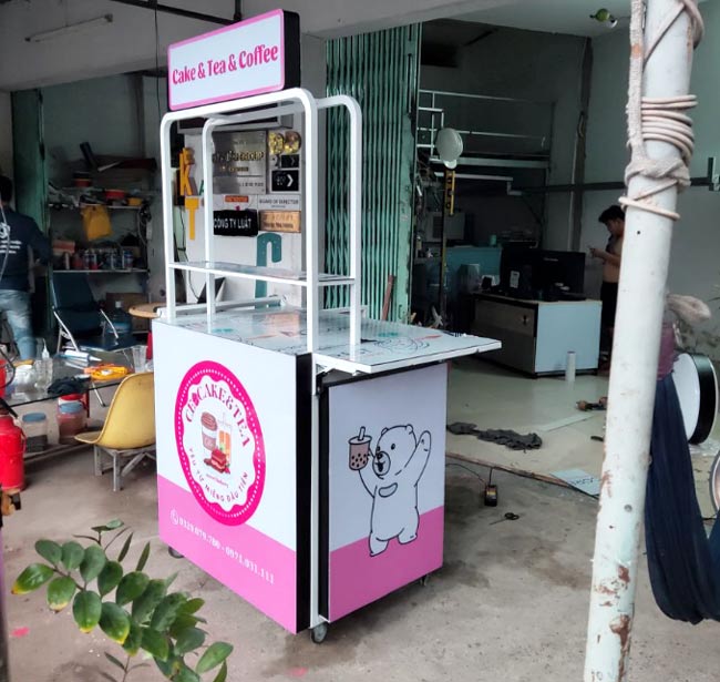 Xe trà sữa màu trắng hồng