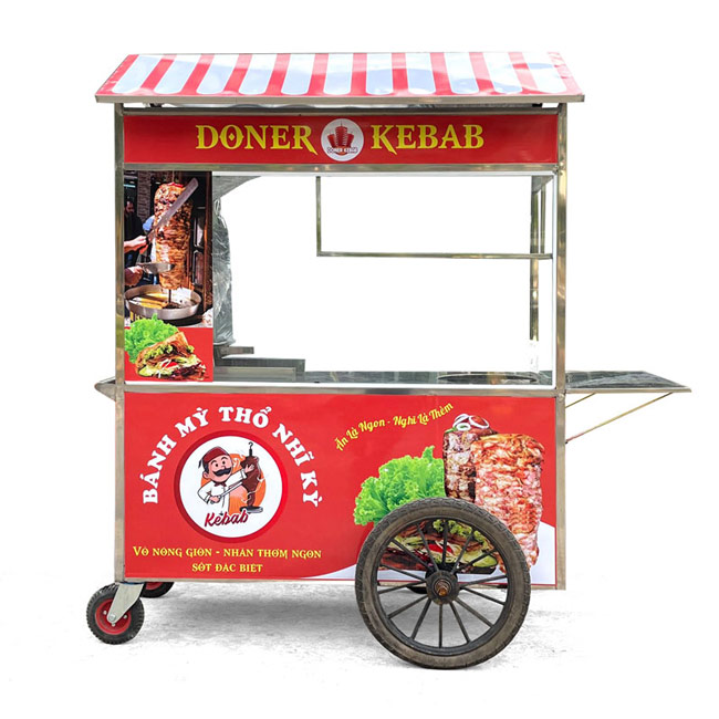 Xe bán bánh mì Doner Kebab 1m6 mái chùa
