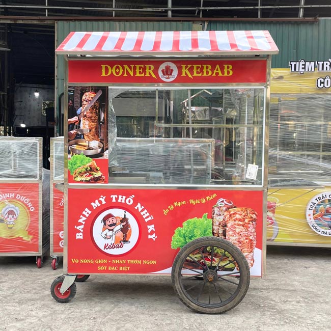 Xe bán bánh mì Doner Kebab 1m6 mái chùa