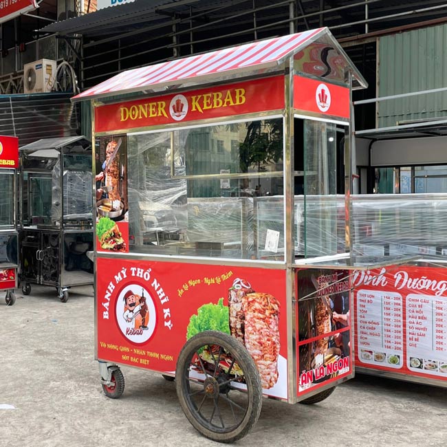 Xe bán bánh mì Doner Kebab 1m6 mái chùa