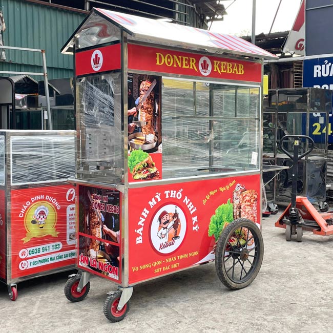 Xe bán bánh mì Doner Kebab 1m6 mái chùa