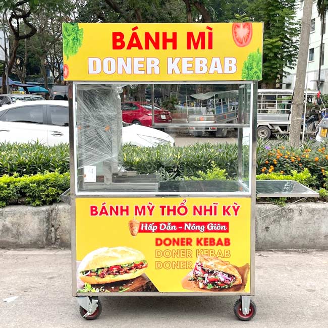 Xe bán bánh mì Doner Kebeb 1m2 mái bằng