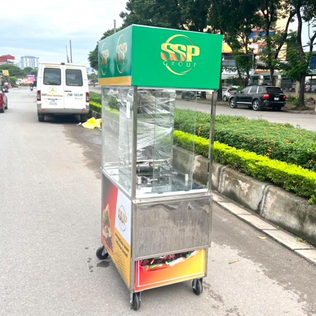 Xe bán bánh mì SSP Group 90cm mái bằng