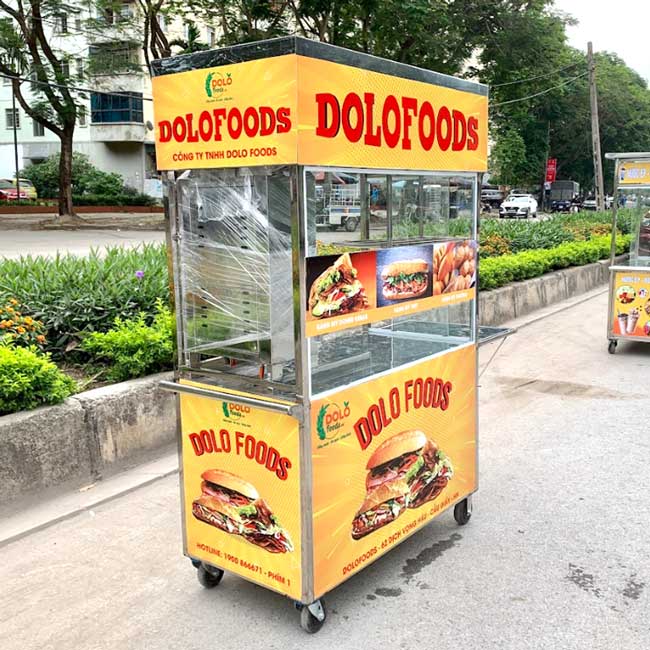 Xe đẩy bán bánh mì DoloFoods 1m2 phải