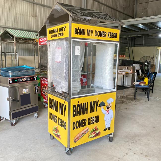 Xe đẩy bán bánh mì Doner Kebab 90cm trái