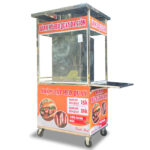 Xe đẩy bán bánh mì heo quay da giòn 90cm mái bằng