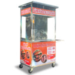 Xe đẩy bán bánh mì heo quay da giòn 90cm mái bằng