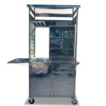Xe đẩy bán bánh mì heo quay da giòn 90cm mái bằng