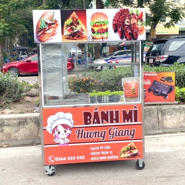 Xe đẩy bán bánh mì Hương Giang 1m2