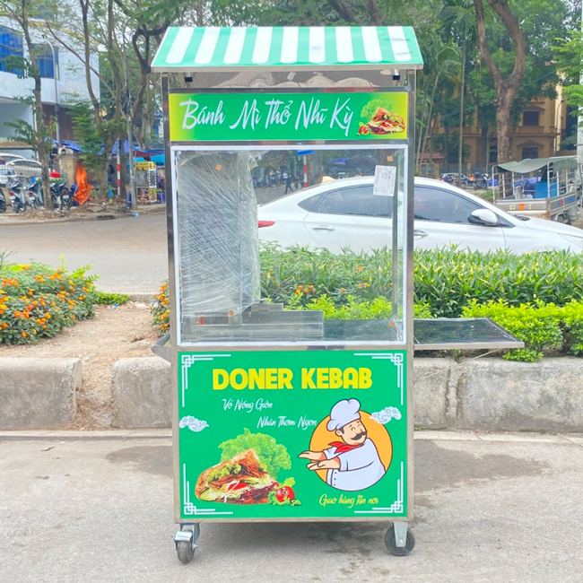 Xe đẩy bán bánh mì Thổ Nhĩ Kỳ 90cm màu xanh