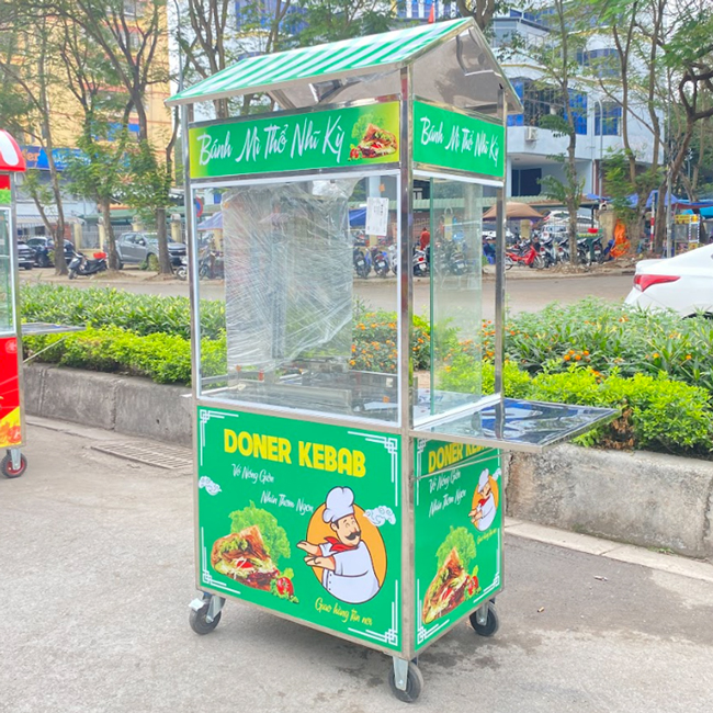 Xe đẩy bán bánh mì Thổ Nhĩ Kỳ 90cm màu xanh