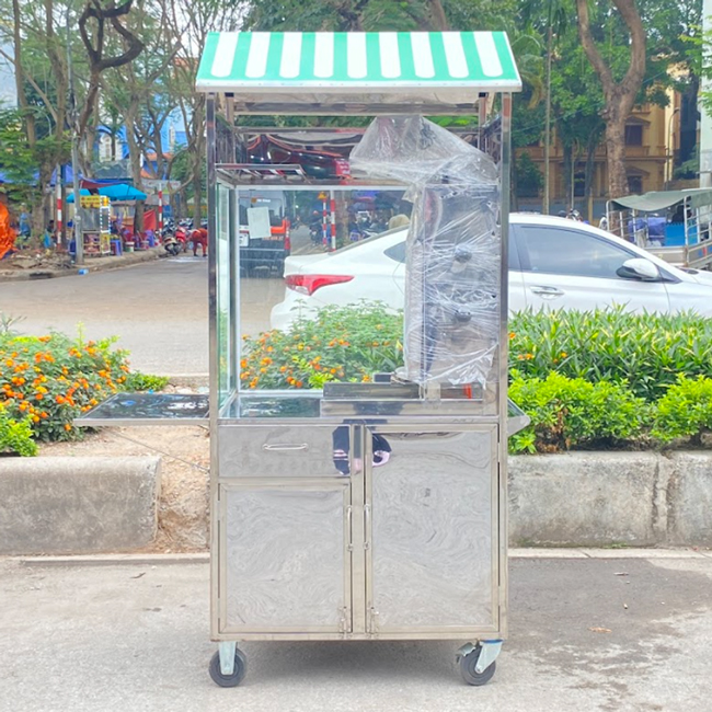 Xe đẩy bán bánh mì Thổ Nhĩ Kỳ 90cm màu xanh