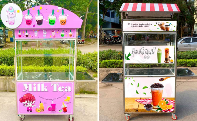 Xe trà sữa có mái che An toàn vệ sinh, Tiện lợi và Ấn tượng