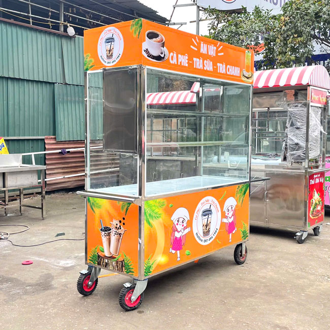 Trưng bày xe trà sữa bắt mắt