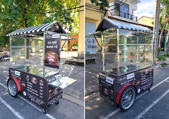 Xe đẩy bán coffee milano