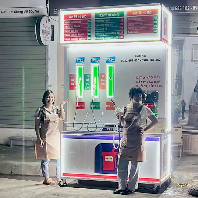 Kết cấu xe đẩy bán trà sữa cây xăng