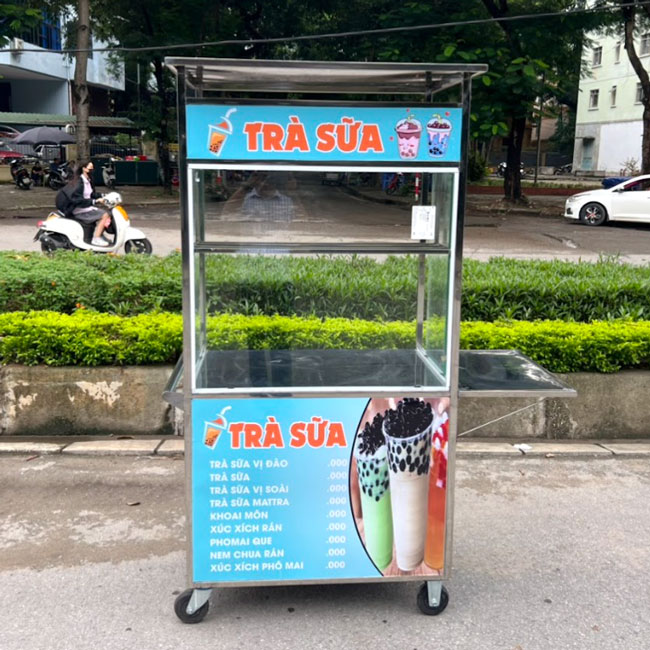 Mẫu xe bán trà sữa mini 90cm mẫu 2