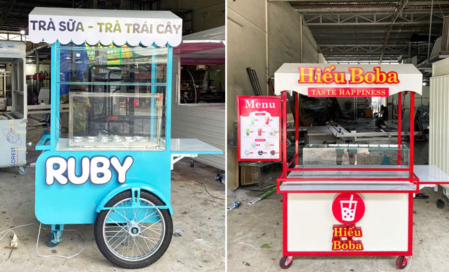 xe bán trà sữa take away