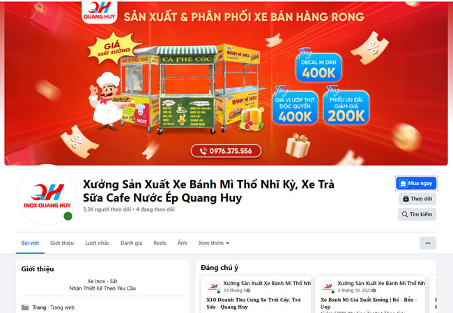 Fanpage xe bán xôi