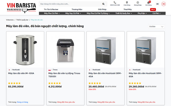 Mua máy đá viên Vinbarista