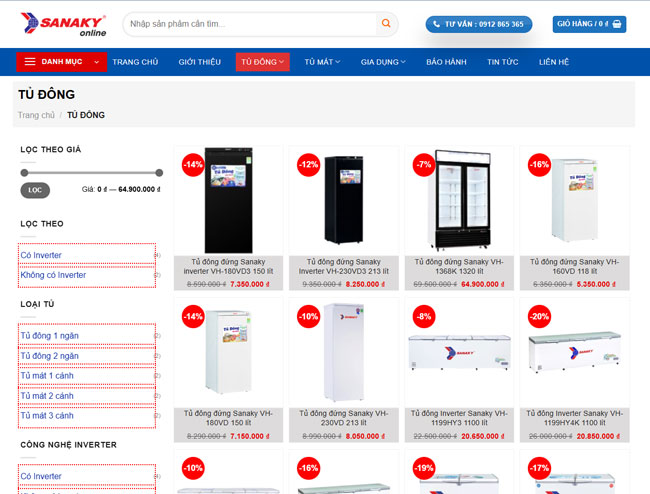 Mua tủ đông Sanaky chính hãng