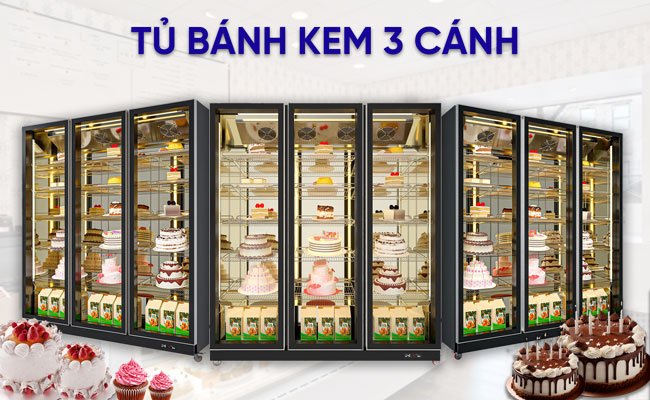 Tủ bảo quản và trưng bày bánh kem 3 cánh