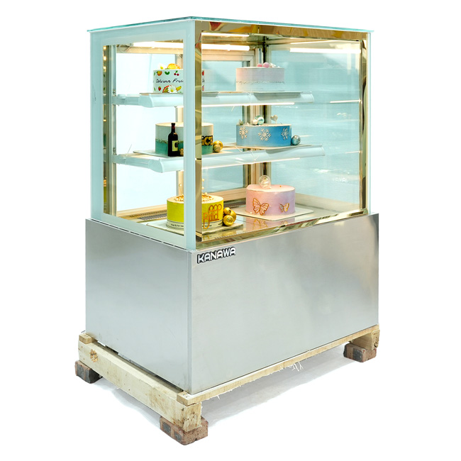 Loại 90cm 3 tầng kính vuông bệ inox