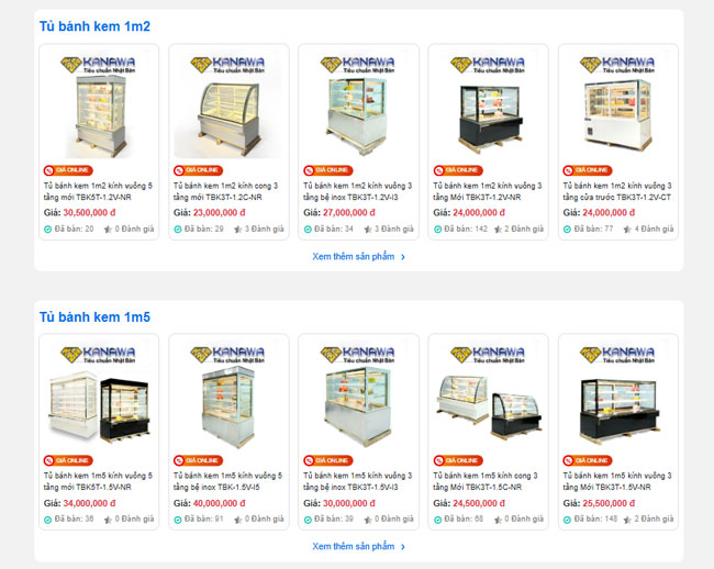 Giá tủ phụ thuộc theo kích thước