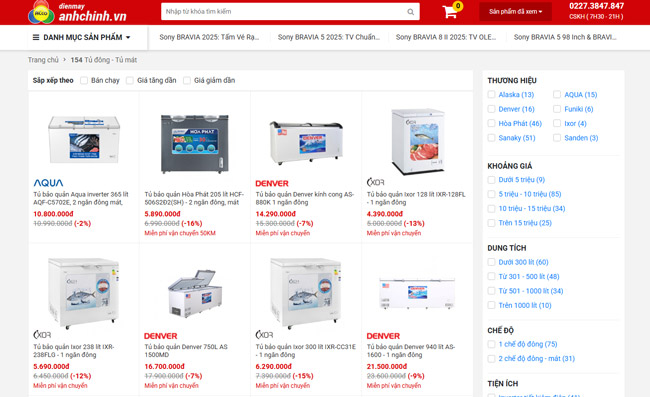 Tủ đông tại Điện máy Ánh Chinh