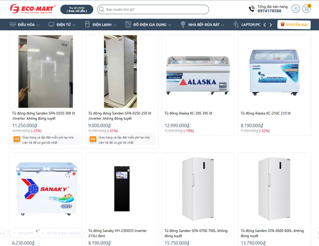 Mua tủ đông tại Eco-mart Thái Bình