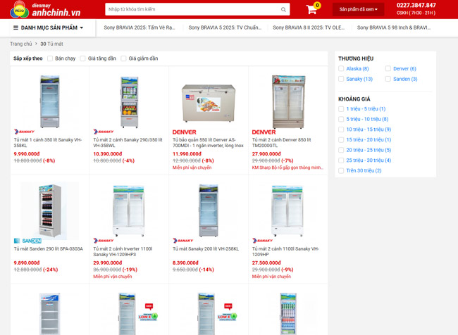 Tủ m&aacute;t mua tại Điện m&aacute;y &Aacute;nh Chinh