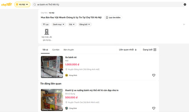 Website b&aacute;n xe b&aacute;nh m&igrave; Doner Kebab cũ