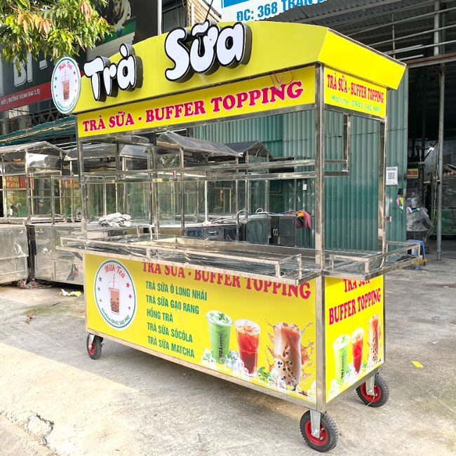 Kiểu thiết kế quầy xe tr&agrave; sữa đẹp mắt