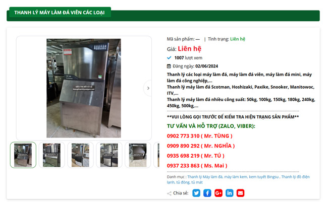 Thanh lý trên website 